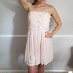 Express Light Pink Strapless Flowy Lined Dress